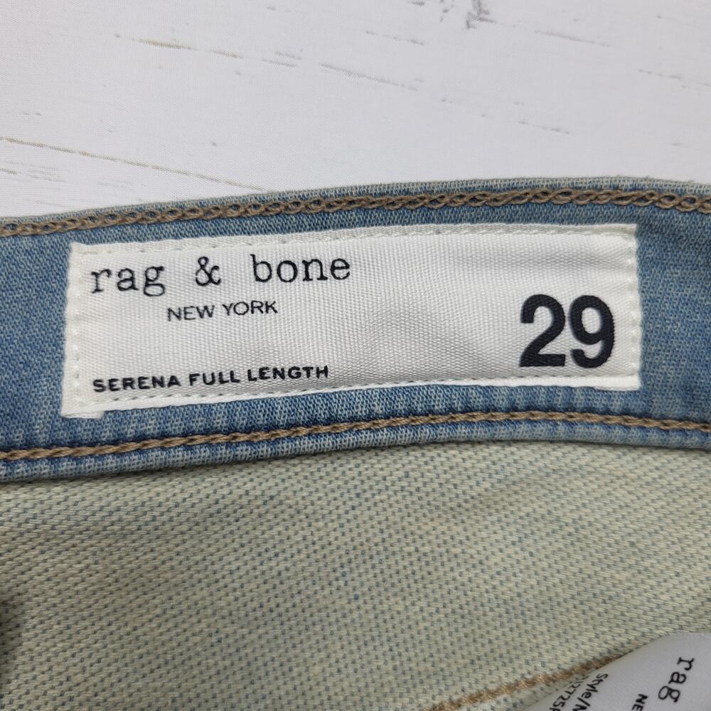 Rag & Bone The Serena Full Length Wide Leg Jeans High Rise Stretch Light Wash 29 - Picture 10 of 13